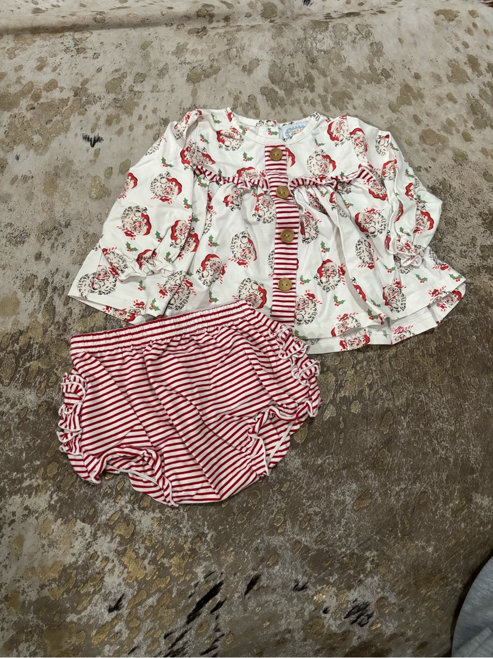 Girls' Red & White Santa Print Matching Set